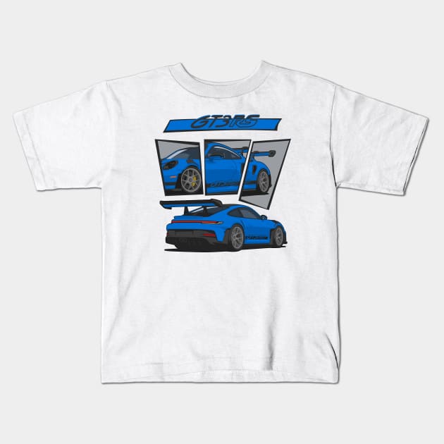 car 911 gt3 rs detail blue Kids T-Shirt by creative.z